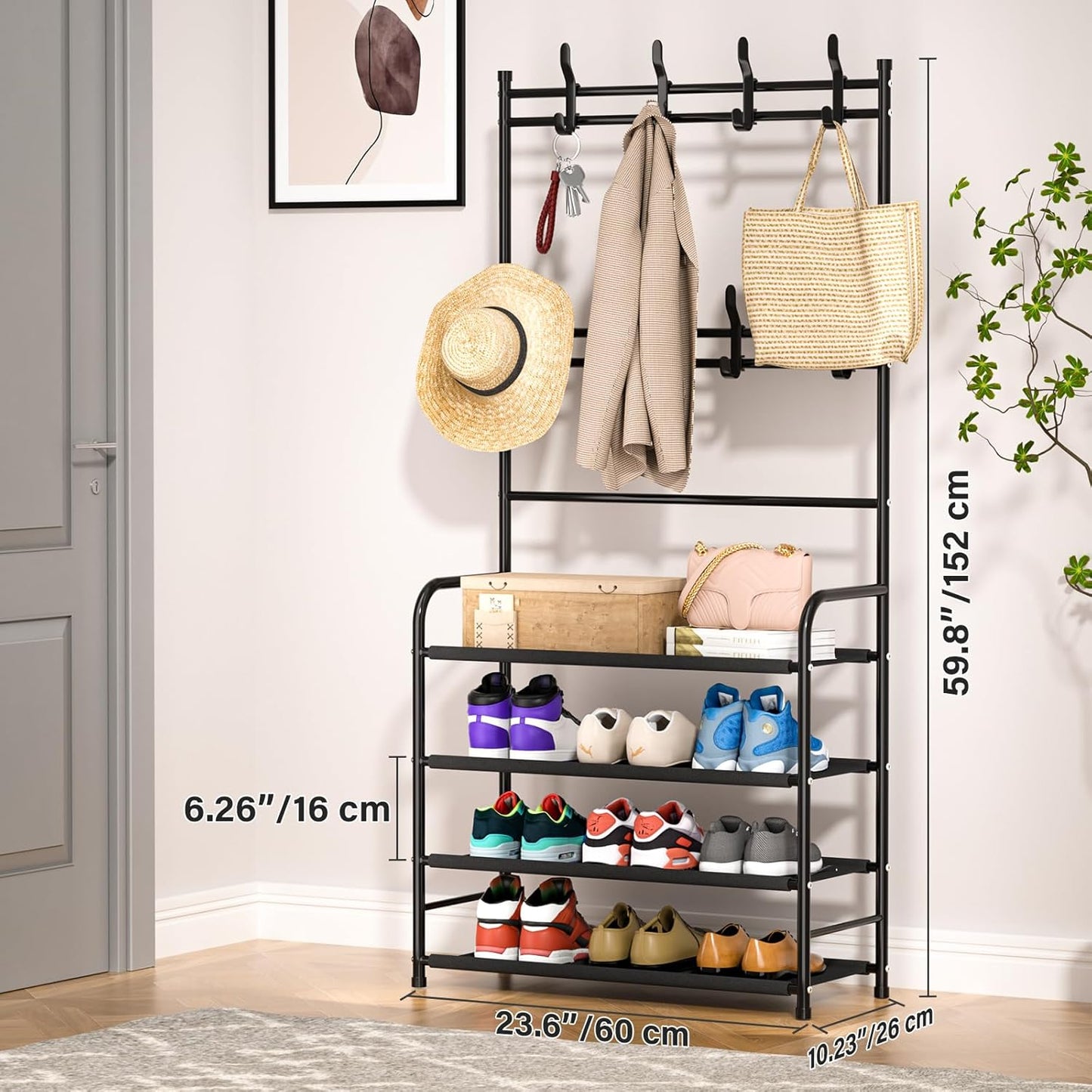 Combo hogar zapatero+perchero 4 niveles